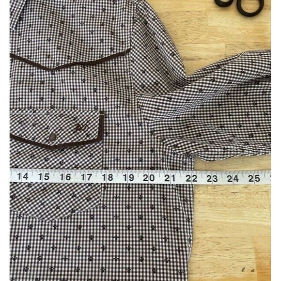 White Diamonds Boots Long Sleeve Snap Shirt Brown Western Wear MEDIUM - Picture 7 of 8